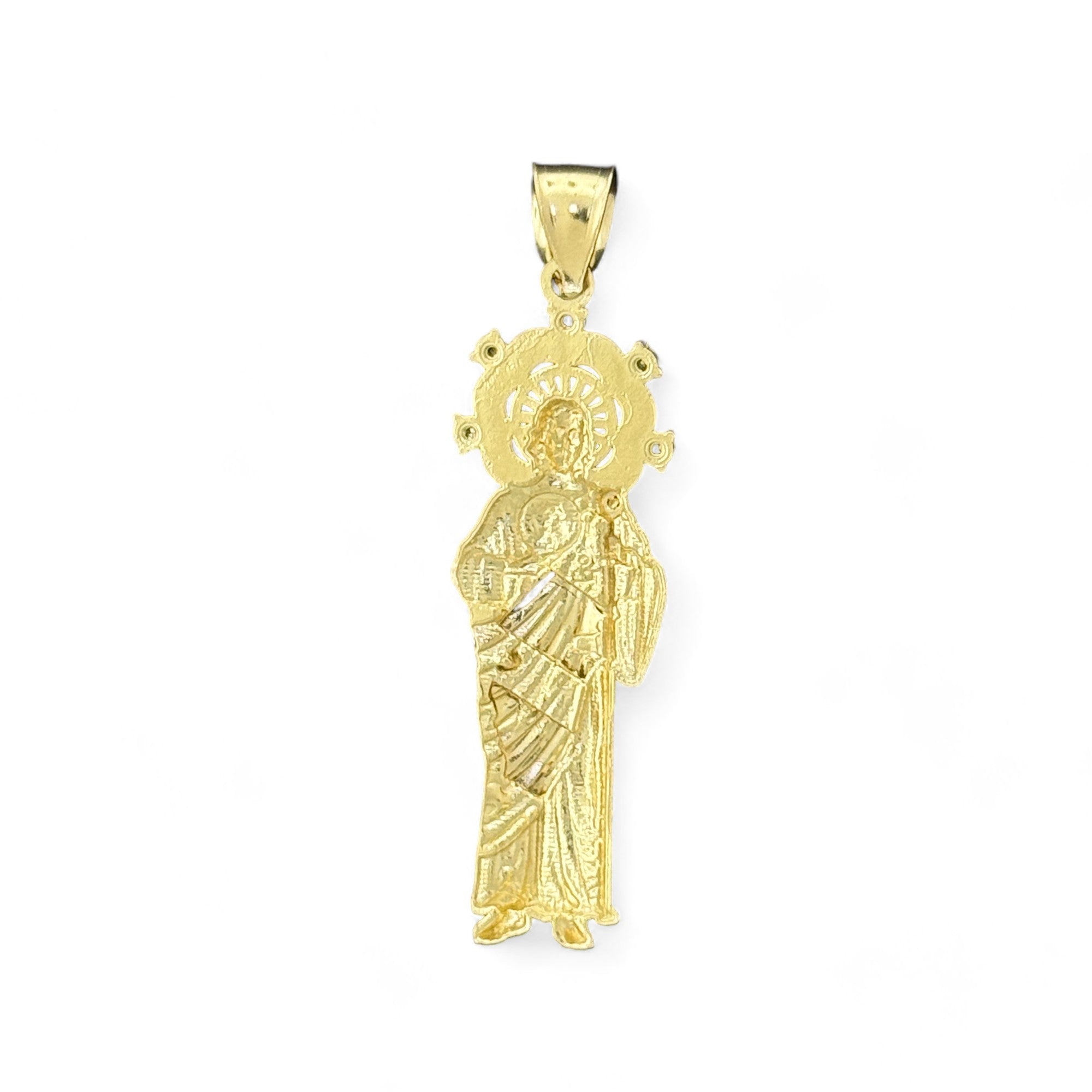 14KT Gold Crucifix Cross Pendant with Sparkling Cubic Zirconia Stones - Elegant Religious Jewelry