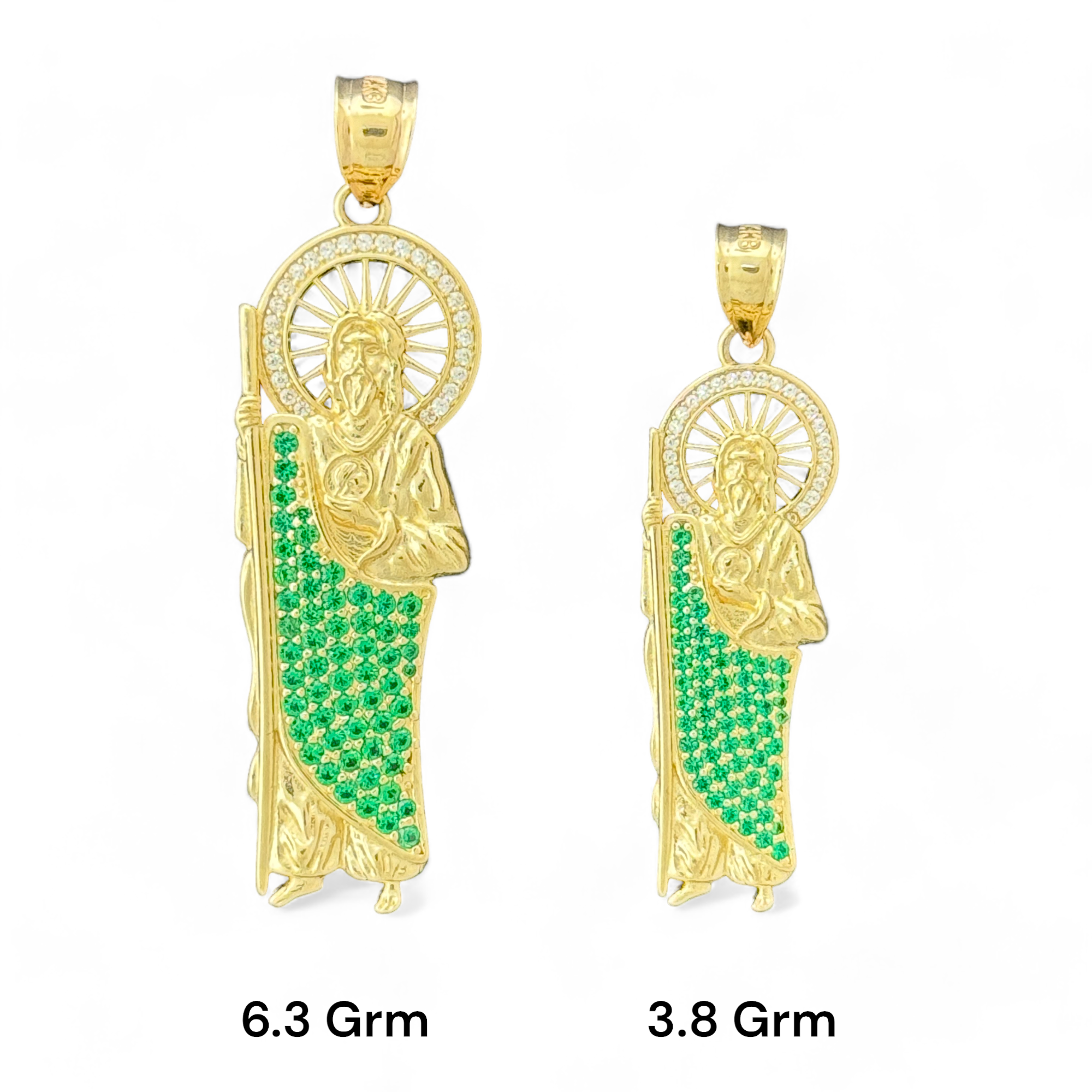 14KT Gold Crucifix Cross Pendant with Sparkling Cubic Zirconia Stones - Elegant Religious Jewelry