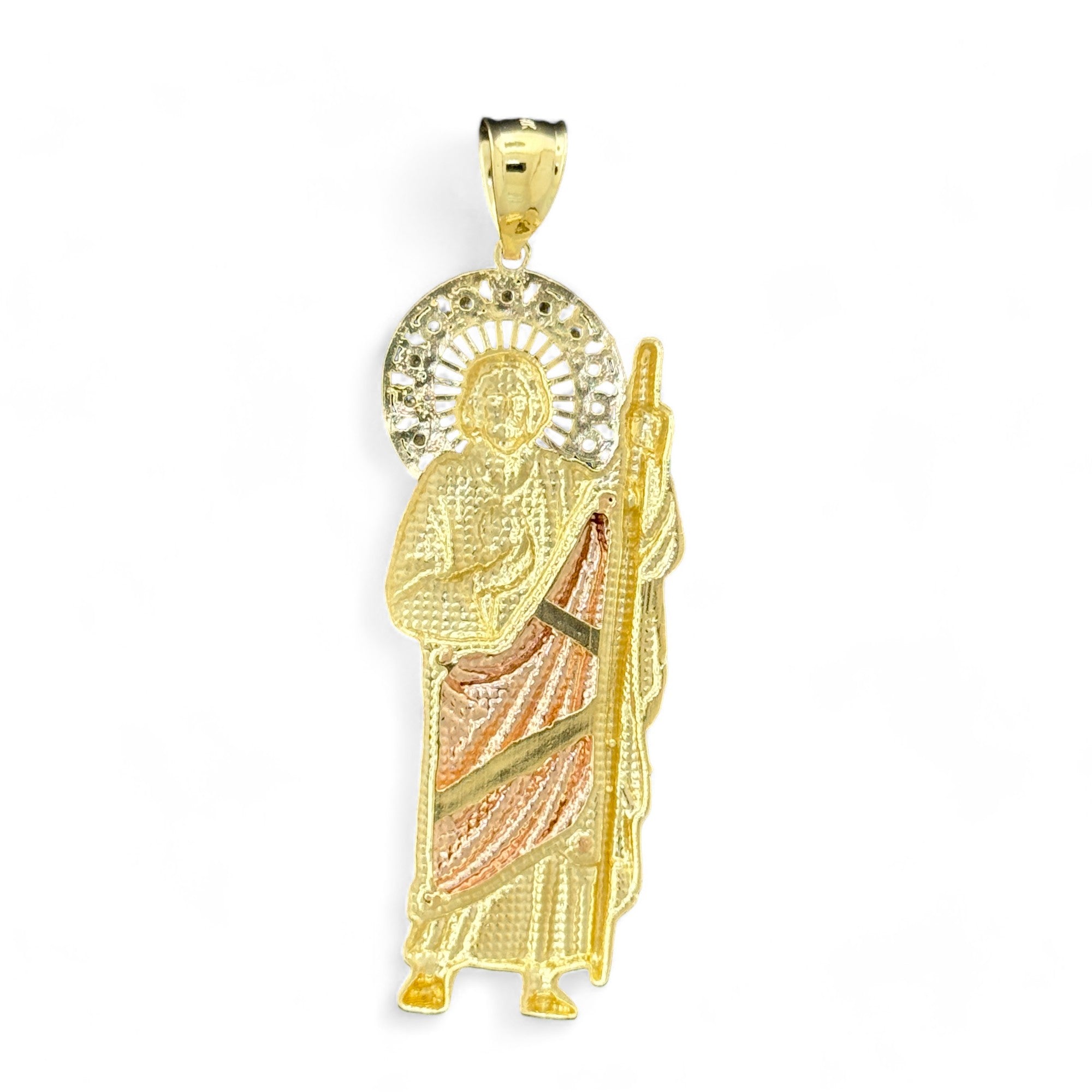 14KT Gold Crucifix Cross Pendant with Sparkling Cubic Zirconia Stones - Elegant Religious Jewelry