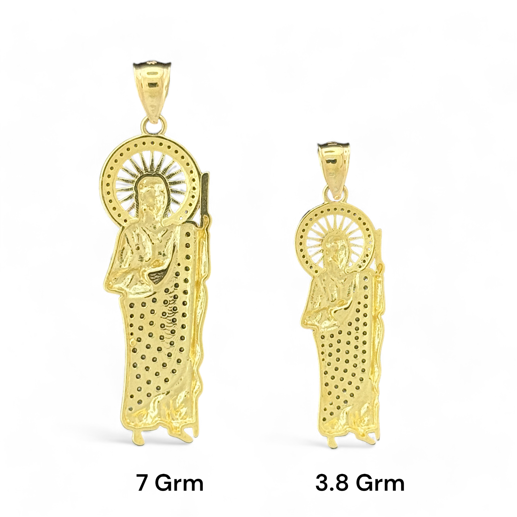 14KT Gold Crucifix Cross Pendant with Sparkling Cubic Zirconia Stones - Elegant Religious Jewelry