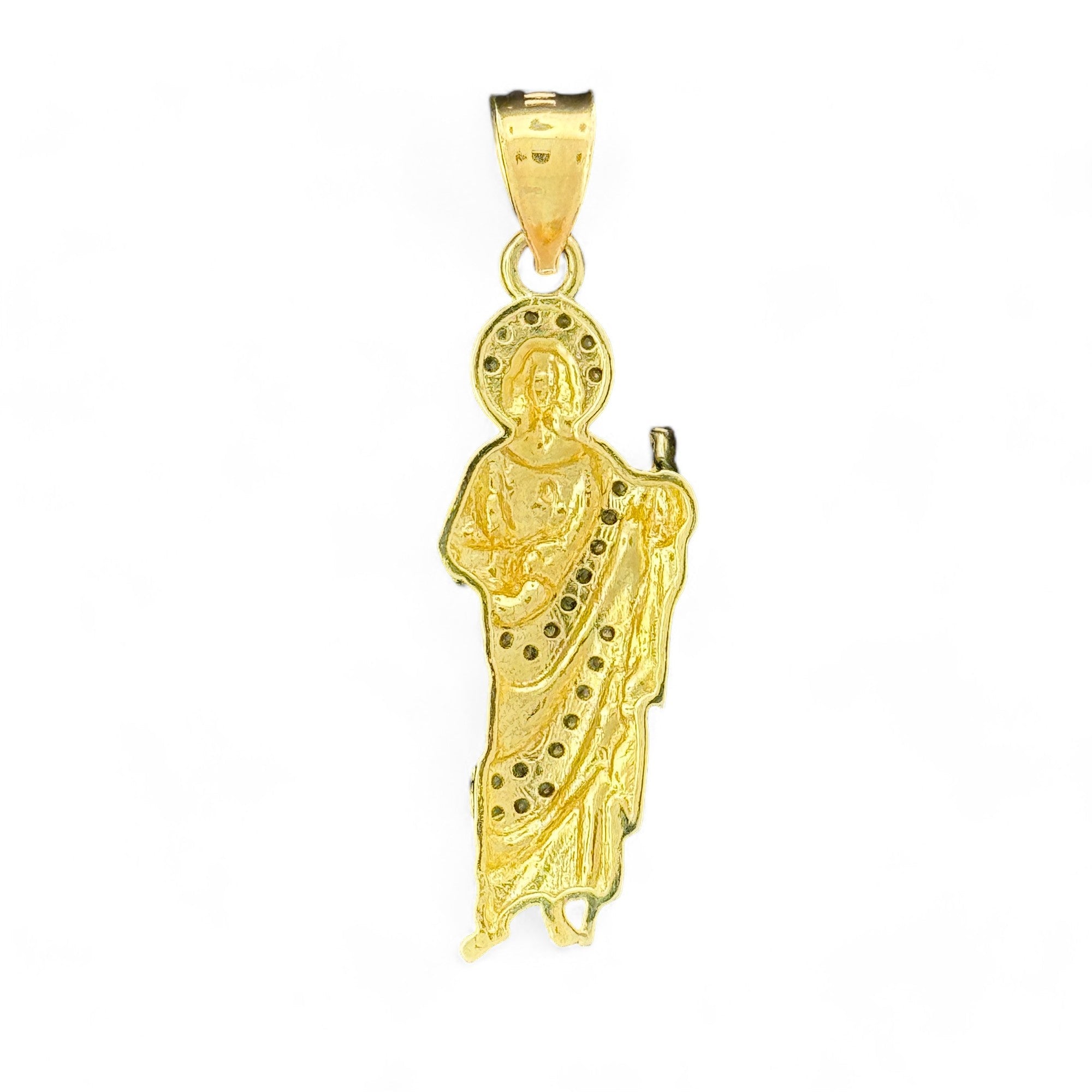 14KT Gold Crucifix Cross Pendant with Sparkling Cubic Zirconia Stones - Elegant Religious Jewelry