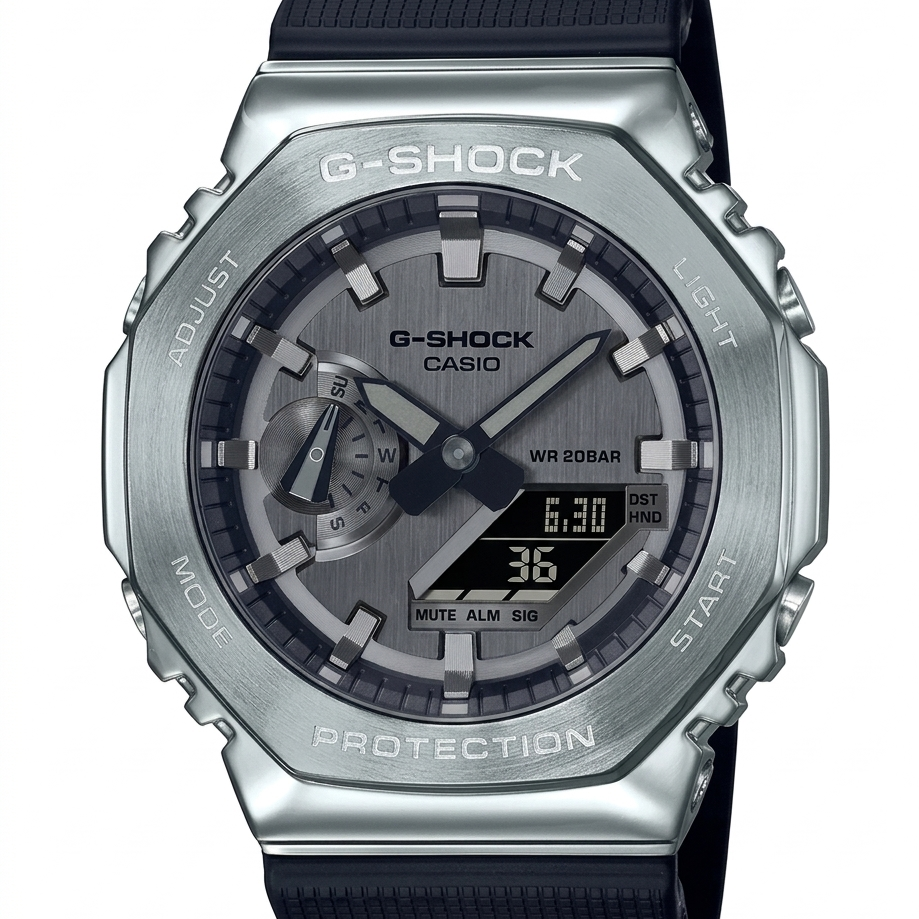 Casio G-Shock GA-B2100 CasiOak men's solar bluetooth analog-digital watch, blue resin, octagonal bezel