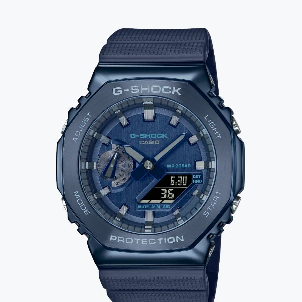 Casio G-Shock GA-B2100 N-2ADR CasiOak men's solar bluetooth analog-digital watch, blue resin, octagonal bezel