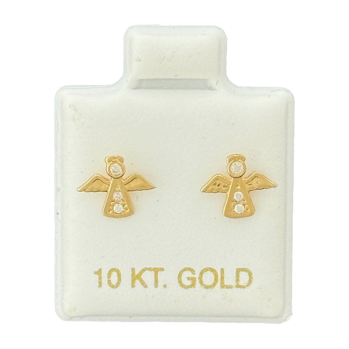 10KT Angel Stud Gold Earrings - Main Front View by Silver Factory