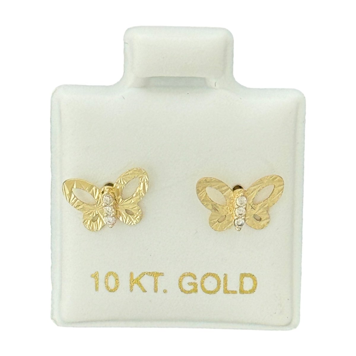 10KT Butterfly Gold Earrings - Main Front View by Silver Factory