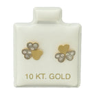 10KT Clover CZ Stud Gold Earrings - Main Front View by Silver Factory