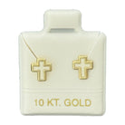 10KT Cross Stud Gold Earrings - Main Front View by Silver Factory