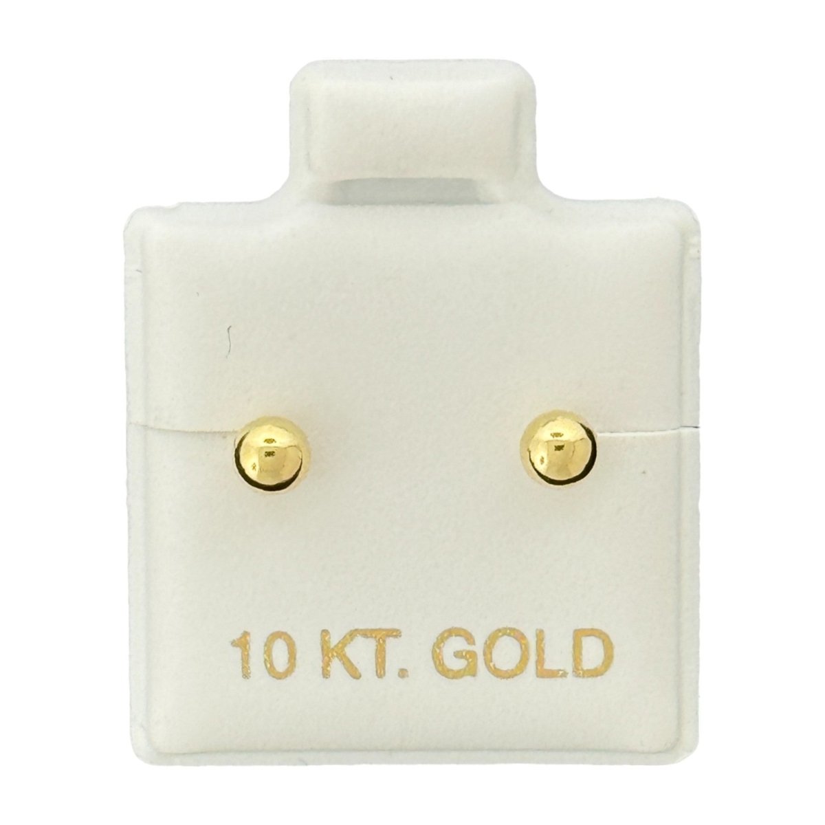 10KT Gold Ball Stud Earrings - Main Front View by Silver Factory