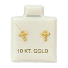 10KT Gold Bubble Cross Stud Earrings - Main Front View by Silver Factory