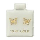 10KT Gold Butterfly CZ Stud Earrings - Main Front View by Silver Factory