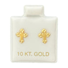 10KT Gold Cross Stud Earrings - Main Front View by Silver Factory