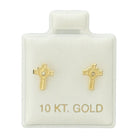 10KT Gold Cross Stud Earrings - Main Front View by Silver Factory
