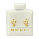 10KT Gold Dangling Heart Earrings - Main Front View by Silver Factory