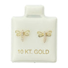 10KT Gold Dragonfly CZ Stud Earrings - Main Front View by Silver Factory