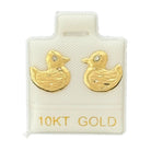 10KT Gold Duck Stud Earrings with CZ Stones - Main Front View by Silver Factory