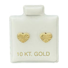 10KT Gold Heart Stud Earrings - Main Front View by Silver Factory
