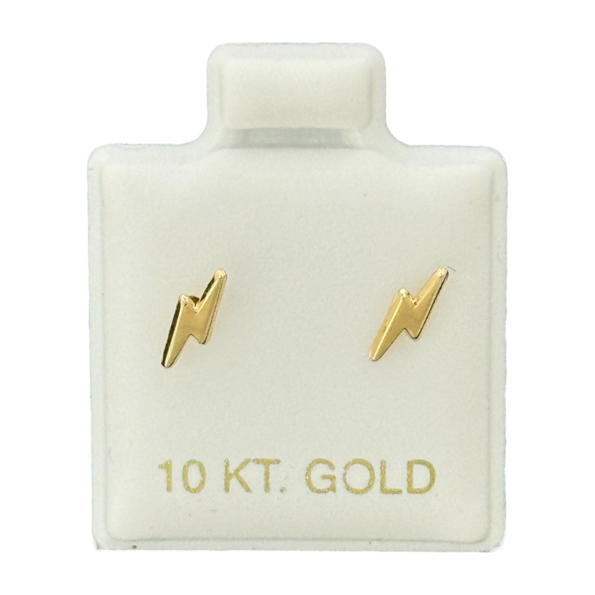 10KT Gold Lightning Bolt Stud Earrings - Main Front View by Silver Factory