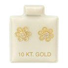 10KT Gold Open Petal Flower Earrings - Main Front View by Silver Factory