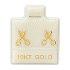 10KT Gold Scissors Stud Earrings - Main Front View by Silver Factory