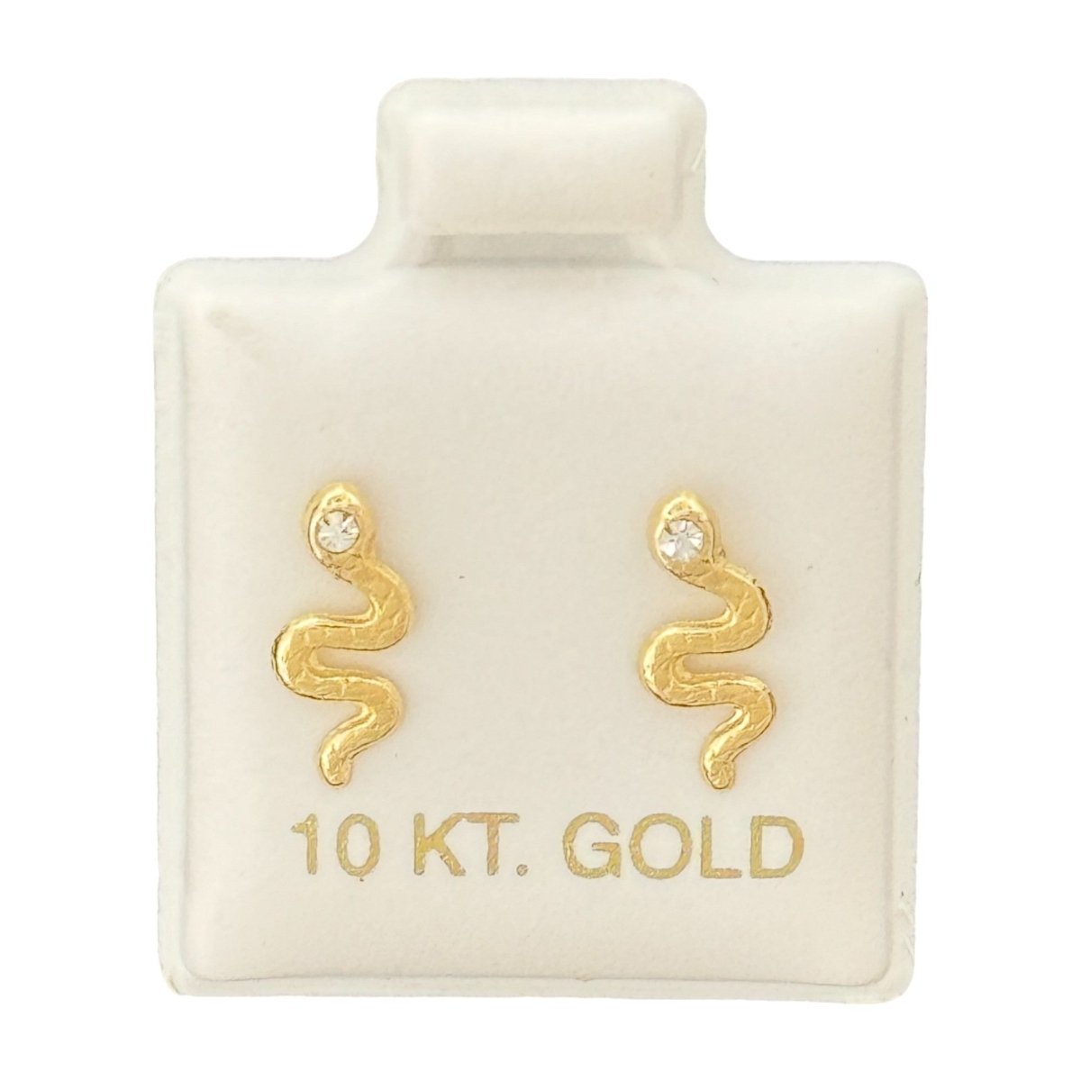 10KT Gold Snake Stud Earrings - Main Front View by Silver Factory
