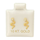 10KT Gold Snake Stud Earrings - Main Front View by Silver Factory