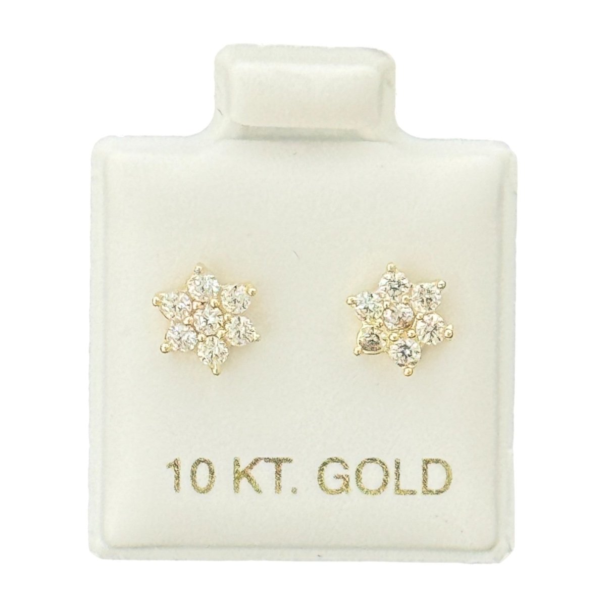 10KT Gold Star Cluster Stud Earrings - Main Front View by Silver Factory