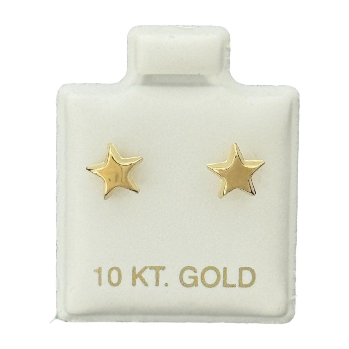 10KT Gold Star Stud Earrings - Main Front View by Silver Factory