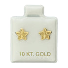 10KT Gold Textured Star Stud Earrings - Main Front View by Silver Factory