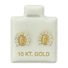 10KT Gold Virgin Mary Halo Stud Earrings - Main Front View by Silver Factory