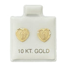 10KT Gold Virgin Mary Heart Stud Earrings - Main Front View by Silver Factory