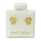 10KT Hamsa Hand CZ Stud Gold Earrings - Main Front View by Silver Factory