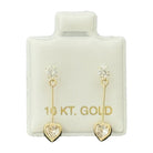 10KT Hanging Heart Earrings with Stones - Main Front View by Silver Factory