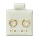 10KT Heart CZ Stud Gold Earrings - Main Front View by Silver Factory