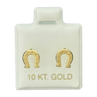 10KT Horseshoe-Shaped CZ Gold Earrings - Main Front View by Silver Factory