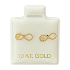 10KT Infinity Symbol Stud Gold Earrings - Main Front View by Silver Factory