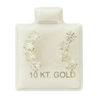 10KT Multi-Stone Climber Stud Gold Earrings - Main Front View by Silver Factory