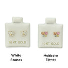 10KT Multicolor CZ Butterfly Stud Gold Earrings