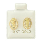 10KT Oval Saint Jude Gold Earrings - Main Front View by Silver Factory