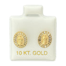 10KT Oval Virgin Mary Gold Earrings - Main Front View by Silver Factory