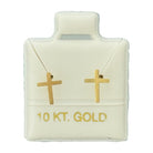 10KT Plain Cross Stud Gold Earrings - Main Front View by Silver Factory