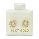 10KT Sunflower CZ Stud Gold Earrings - Main Front View by Silver Factory