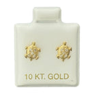 10KT Turtle CZ Stud Gold Earrings - Main Front View by Silver Factory