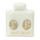 10KT Two-Tone Virgin Mary Gold Earrings - Main Front View by Silver Factory