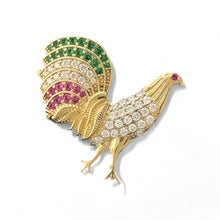 Load image into Gallery viewer, 14KT Gold Rooster Pendant with CZ Accents
