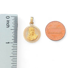 Load image into Gallery viewer, 14KT Tri - Color Gold Double - Sided Jesus and Virgin Mary Round Pendant
