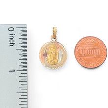 Load image into Gallery viewer, 14KT Tri - Color Gold Double - Sided Jesus and Virgin Mary Round Pendant
