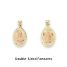14KT Tri - Color Gold Double - Sided Sacred Heart and Virgin Mary Oval Pendant