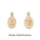 14KT Tri - Color Gold Double - Sided Sacred Heart and Virgin Mary Oval Pendant