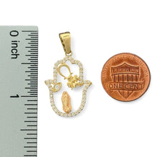 Load image into Gallery viewer, 14KT Tri - Color Gold Lucky Hand Pendant with CZ Accents
