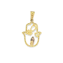 Load image into Gallery viewer, 14KT Tri - Color Gold Lucky Hand Pendant with CZ Accents
